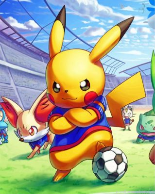 Pikachu Playing Football Painting By Numbers.png