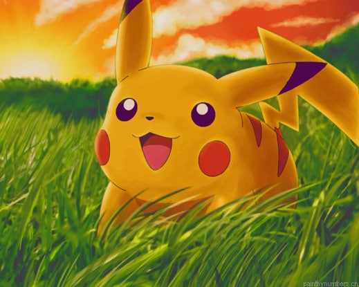Pikachu Pokemon Cartoon Painting By Numberss.png