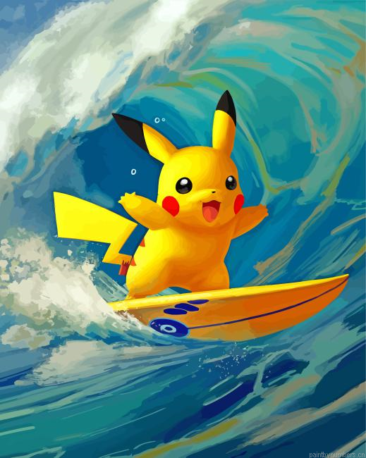 Pikachu Surfing Painting By Numberss.png