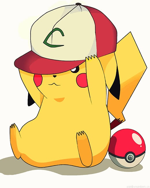 Pikachu Wearing Hat Pokemon Painting By Numbers.png