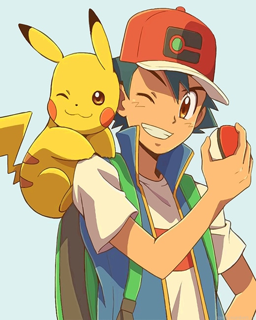 Pikachu And Ash Pokemon Painting By Numbers.png