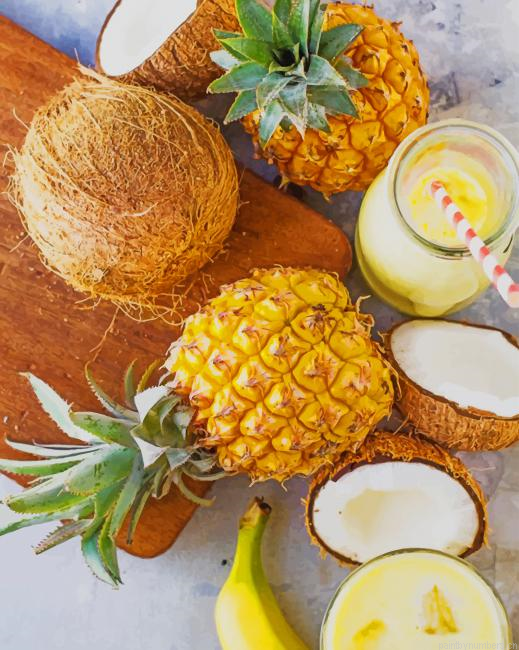 Pineapple And Coconut Photoshoot Fruits Painting By Numbers.png