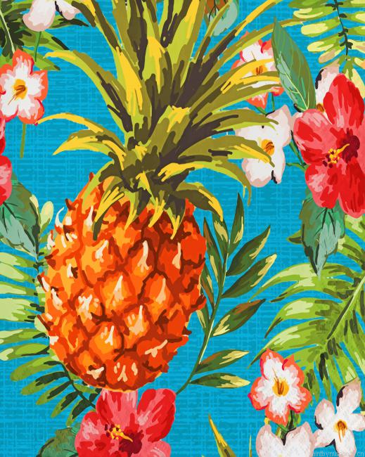 Pineapple And Flowers Painting By Numberss.png