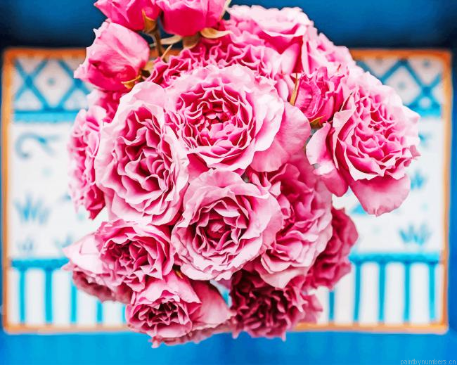 Pink Blooms Flowers Painting By Numberss.png