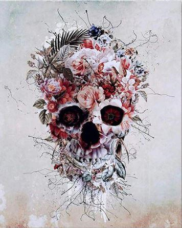 Pink Floral Skull Painting By Numbers.png