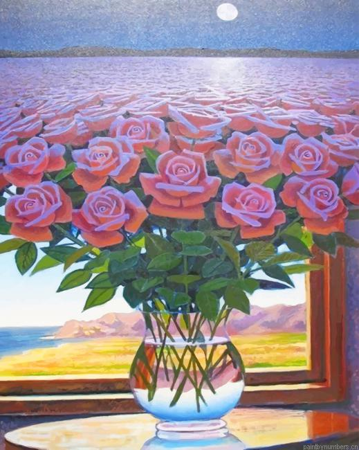 Pink Flowers Vase Painting By Numberss.png