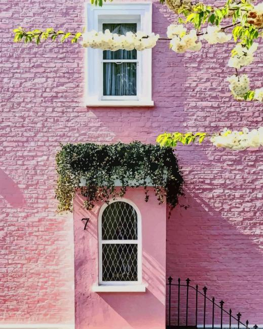 Pink House Buildings Painting By Numberss.png
