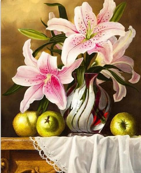 Pink Lily Flowers Painting By Numberss.png
