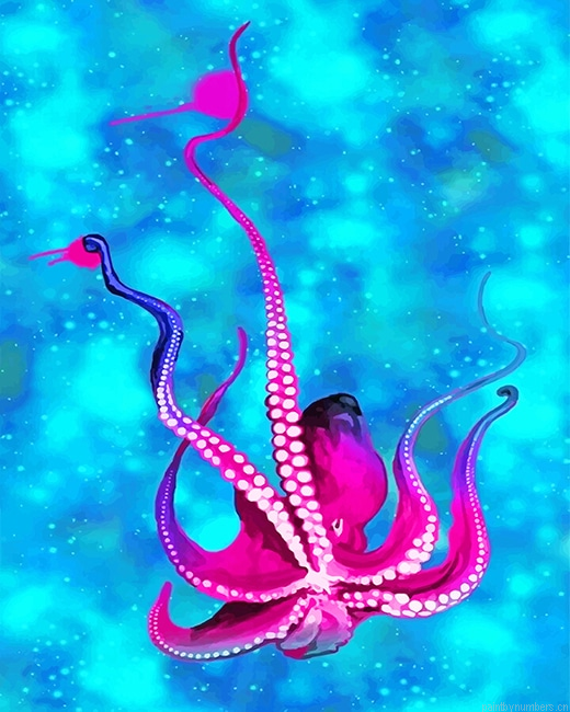Pink Octopus Animals Painting By Numberss.png