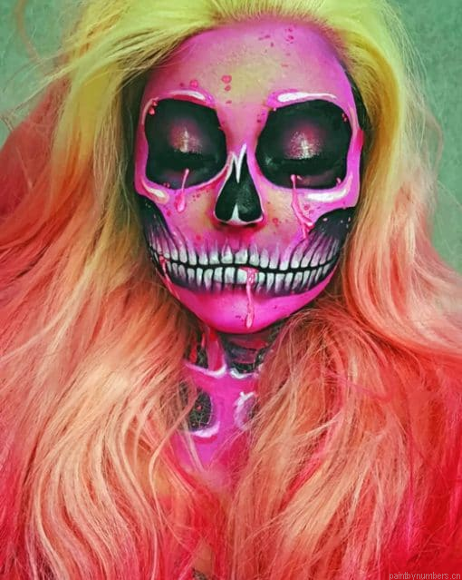 Pink Skull Girl Painting By Numberss.png