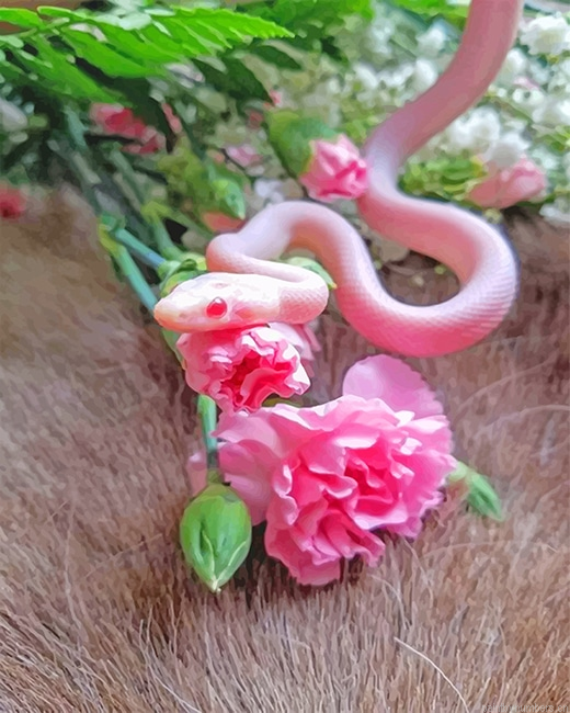 Pink Snake With Flowers Reptiles Painting By Numbers.png