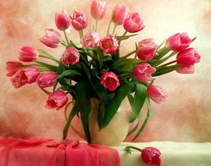 Pink Tulips In Vase Painting By Numbers.png