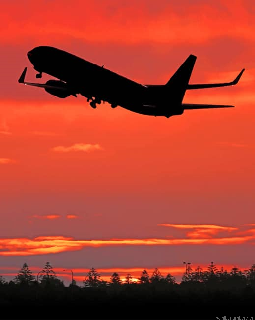 Plane Silhouette Sunset Painting By Numbers.png