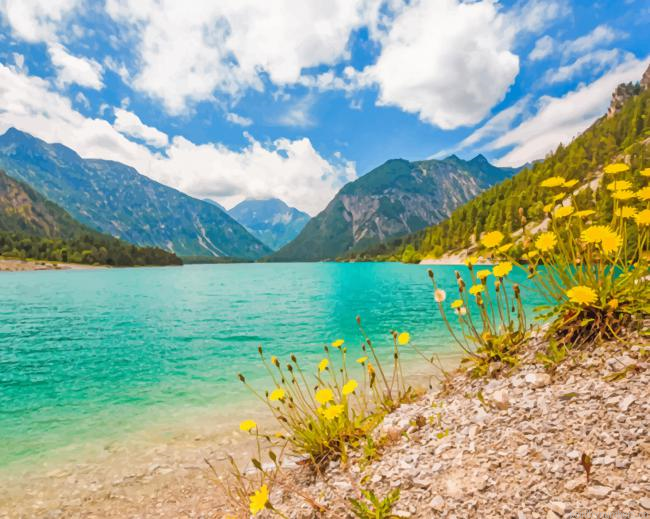 Plansee Lake Austria Landscapes Painting By Numberss.png