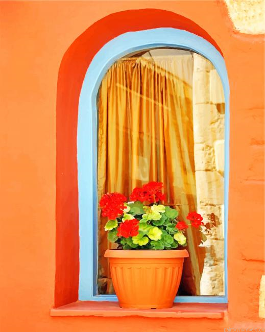 Plants Pot Window Painting By Numberss.png