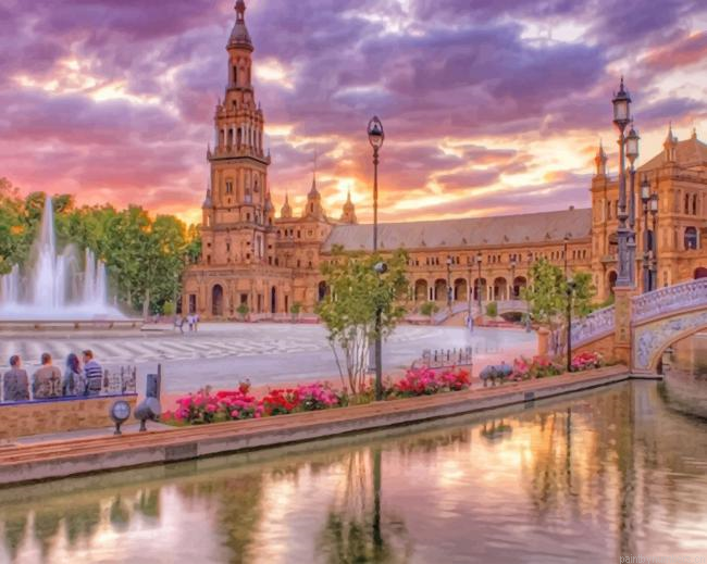 Plaza De Espana Historical Landmark Seville Painting By Numberss.png