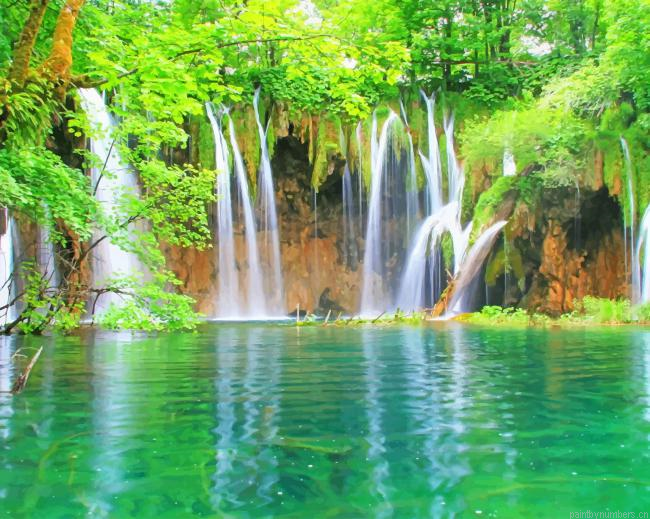 Plitvice Lakes National Park In Croatia Nature Painting By Numberss.png