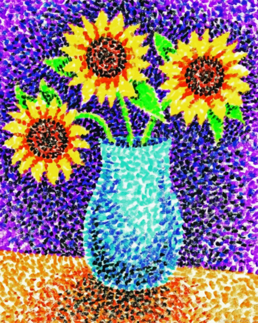 Pointillism Sunflowers Painting By Numberss.png
