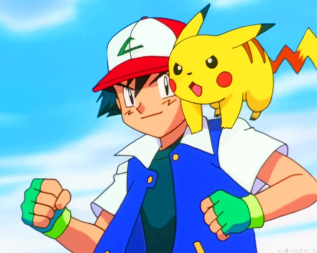 Pokemon Ash And Pikachu Animations Painting By Numberss.png