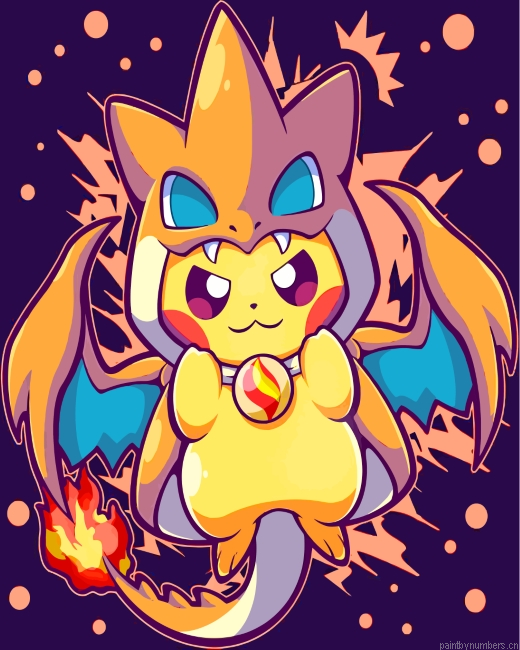 Pokemon Pikachu Charizard Painting By Numberss.png