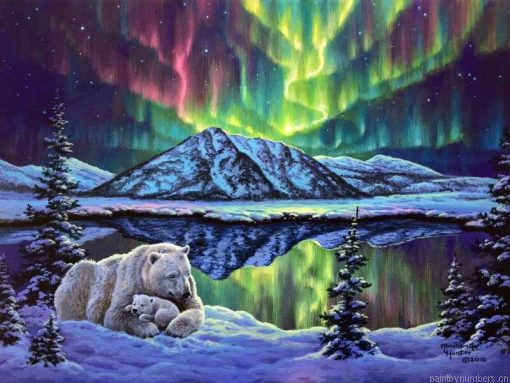 Polar Bears In Northern Lights Painting By Numberss.png