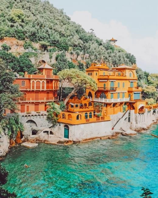 Portofino Harbour Castle Italy Painting By Numberss.png