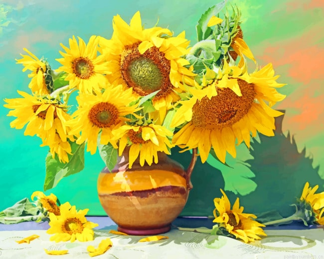 Pot With Sunflowers Painting By Numberss.png