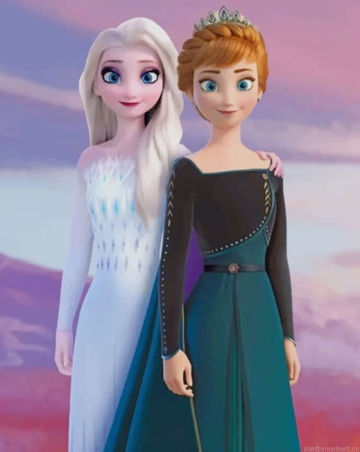Princess Elsa Anna Frozen Animations Painting By Numberss.png