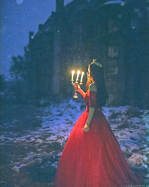 Princess With Red Dress Painting By Numbers.png