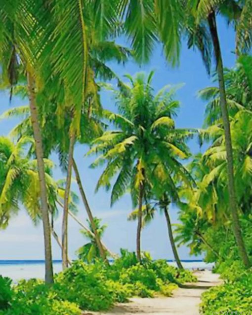 Puerto Rico Beach With Palms Painting By Numbers.png