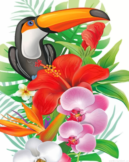 Puffin And Flowers Painting By Numberss.png