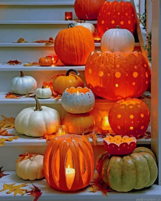 Pumpkins Decoration Halloween Painting By Numberss.png
