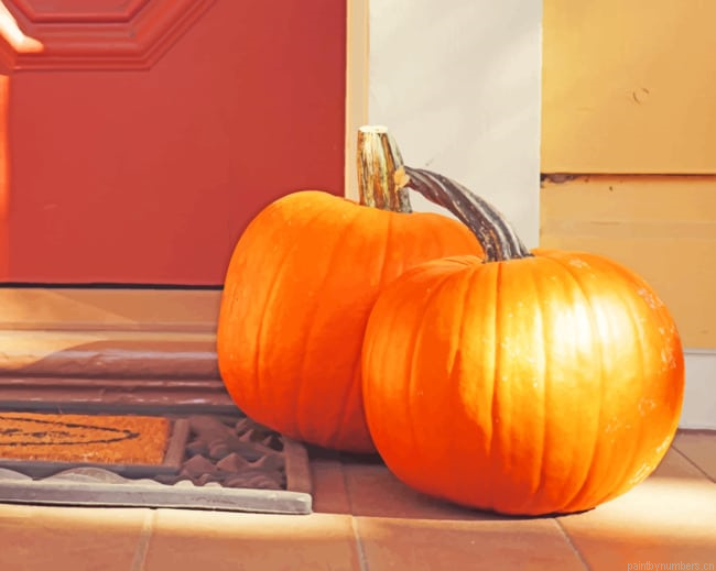 Pumpkins On The Door Halloween Painting By Numberss.png