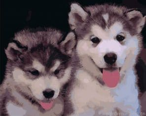 Puppies Of Husky Animals Painting By Numbers.png