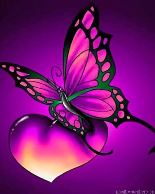 Purple Butterfly Heart Painting By Numbers.png