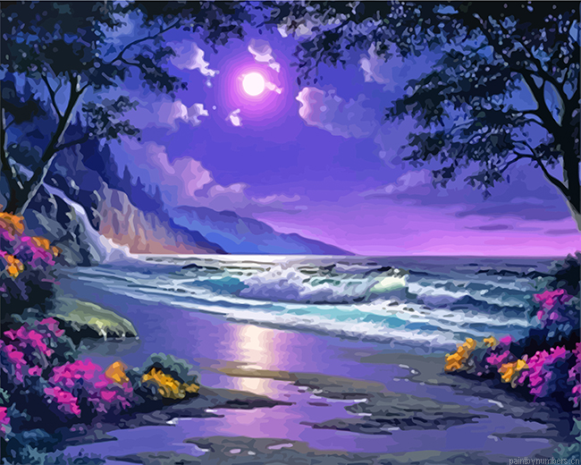 Purple Coast Line Painting By Numbers.png