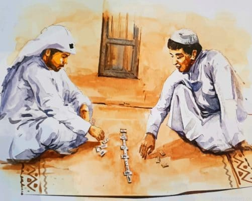 Qatari Men Playing Painting By Numbers.png