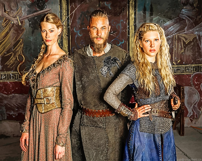 Queen Aslaug Ragnar Lagertha Vikings Actors Painting By Numbers.png