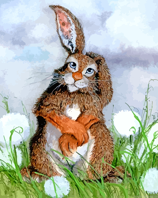 Rabbit And Dandelions Painting By Numbers.png