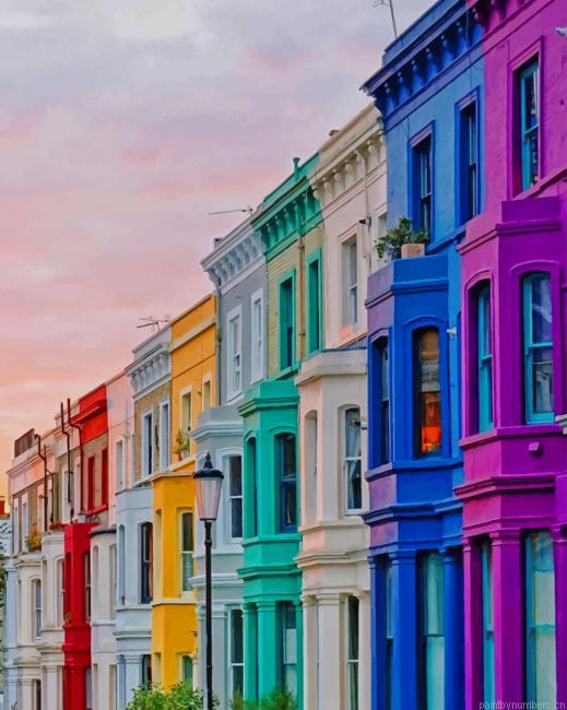Rainbow Buildings Cities Painting By Numberss.png