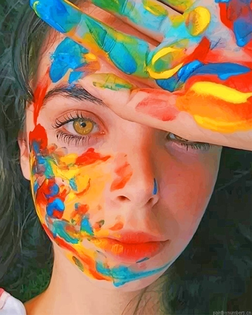 Rainbow Colors Girl Painting By Numbers.png