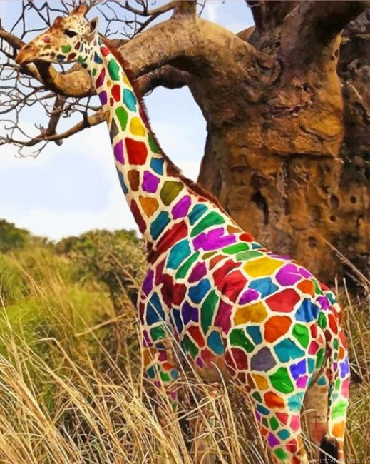 Rainbow Giraffe Animals Painting By Numbers.png