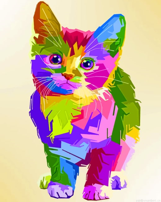 Rainbow Pop Art Cat Painting By Numberss.png