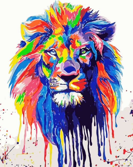 Rainbow Splatter Lion Painting By Numberss.png
