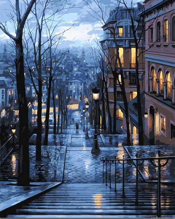 Rainy Night In Paris Cities Painting By Numbers.png