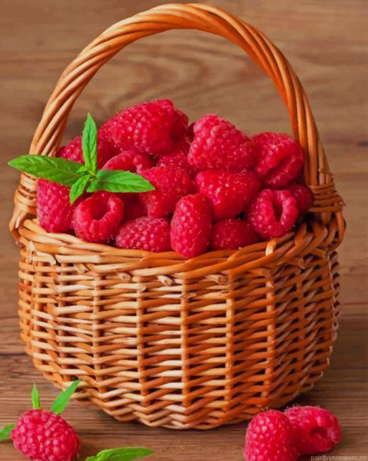 Raspberries Fruit In Basket Food Painting By Numbers.png