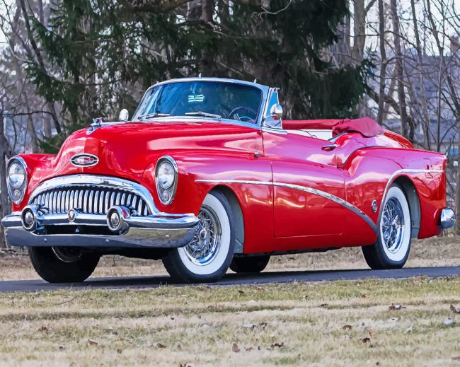Red 1953 Skylark Convertible Cars Painting By Numberss.png