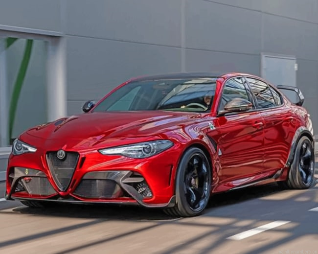 Red Alpha Romeo Cars Painting By Numberss.png