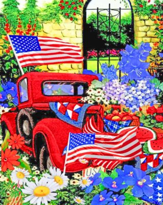 Red American Truck Painting By Numberss.png