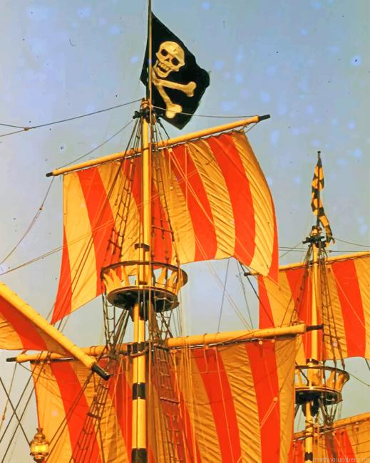 Red And White Striped Pirate Ship Painting By Numberss.png